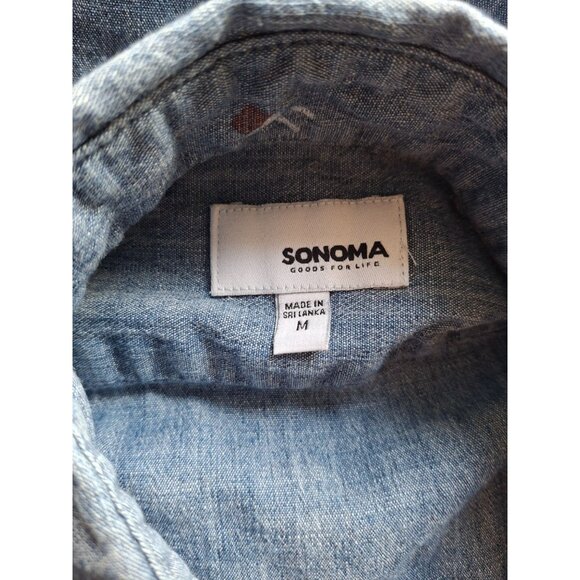 Sonoma Chambray Popsicle Shirt M Blue Button Down Short Sleeve Novelty Preppy - Picture 3 of 7